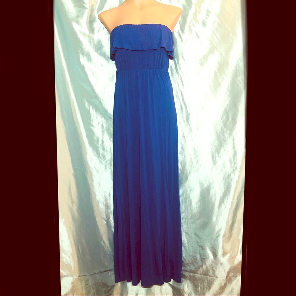 Strapless Royal blue maxi dress, L